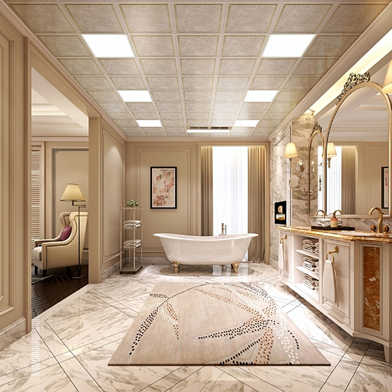 集成吊顶铝扣板卫生间厨房阳台铝天花吊顶拼花材料抗油污板白压纹款