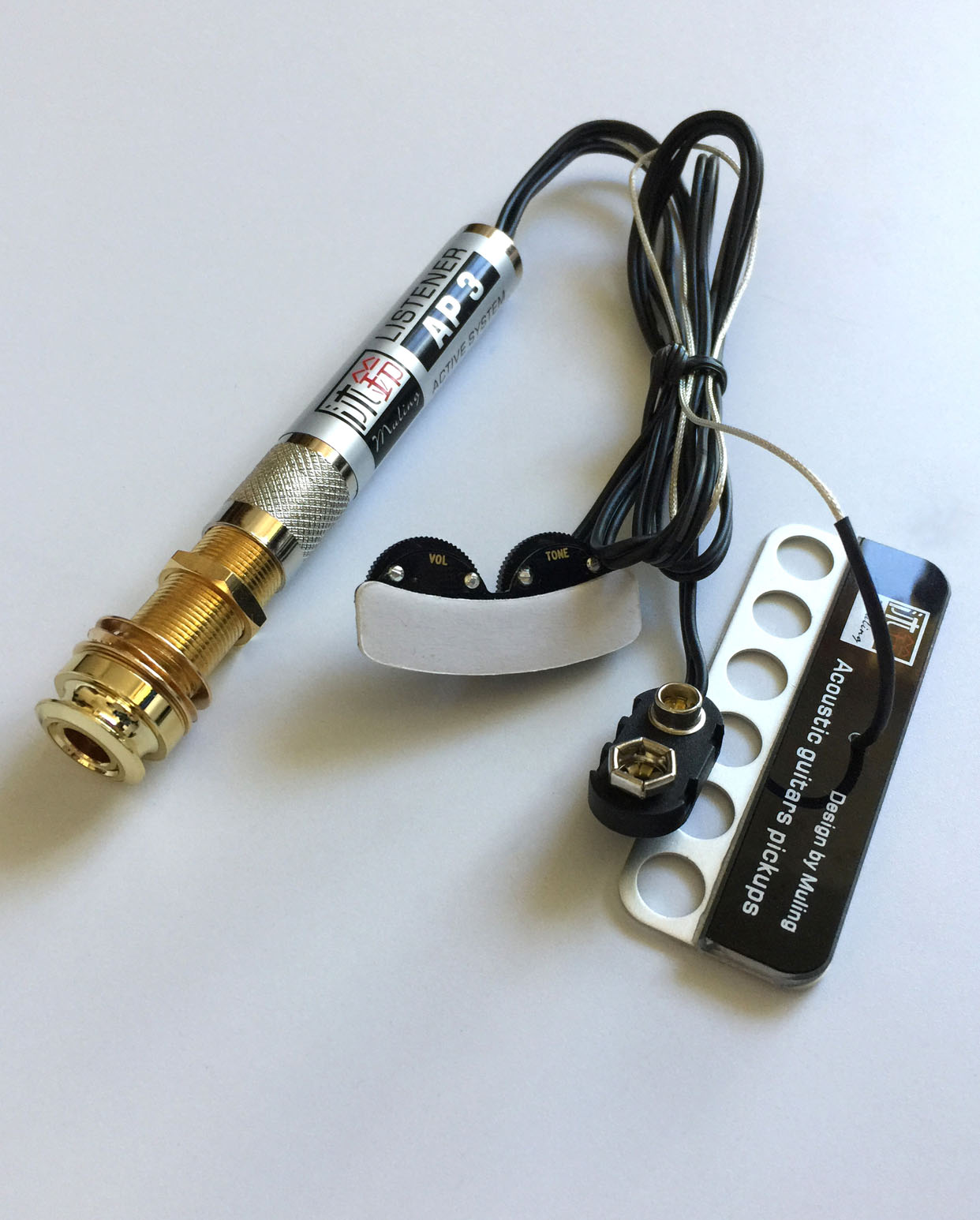 沐铃ap3民谣木吉他拾音器贴片拾音器降噪可打板弹唱指弹主动拾音 沐铃