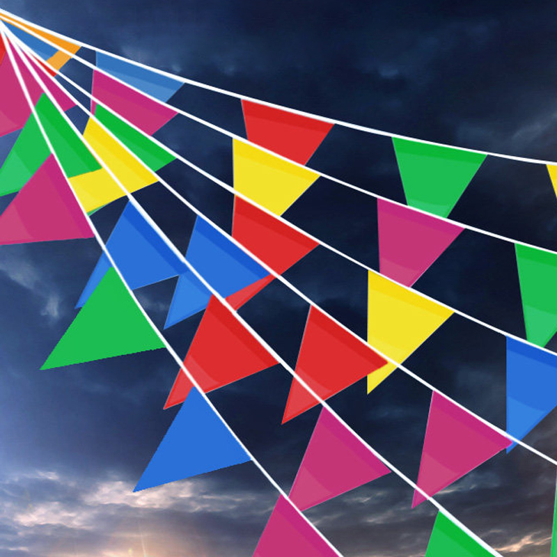 用品公司年会开业拉花创意婚礼装饰布置吊旗彩旗白绳80米150面小旗