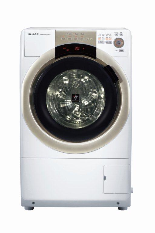夏普sharpxqg708755wn7公斤变频斜式滚筒洗衣机衣物烘干水温调节
