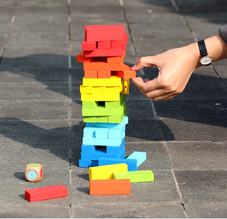 1-3岁宝宝益智儿童玩具桌面游戏抽抽乐堆抽积 叠叠高50-100块个积木