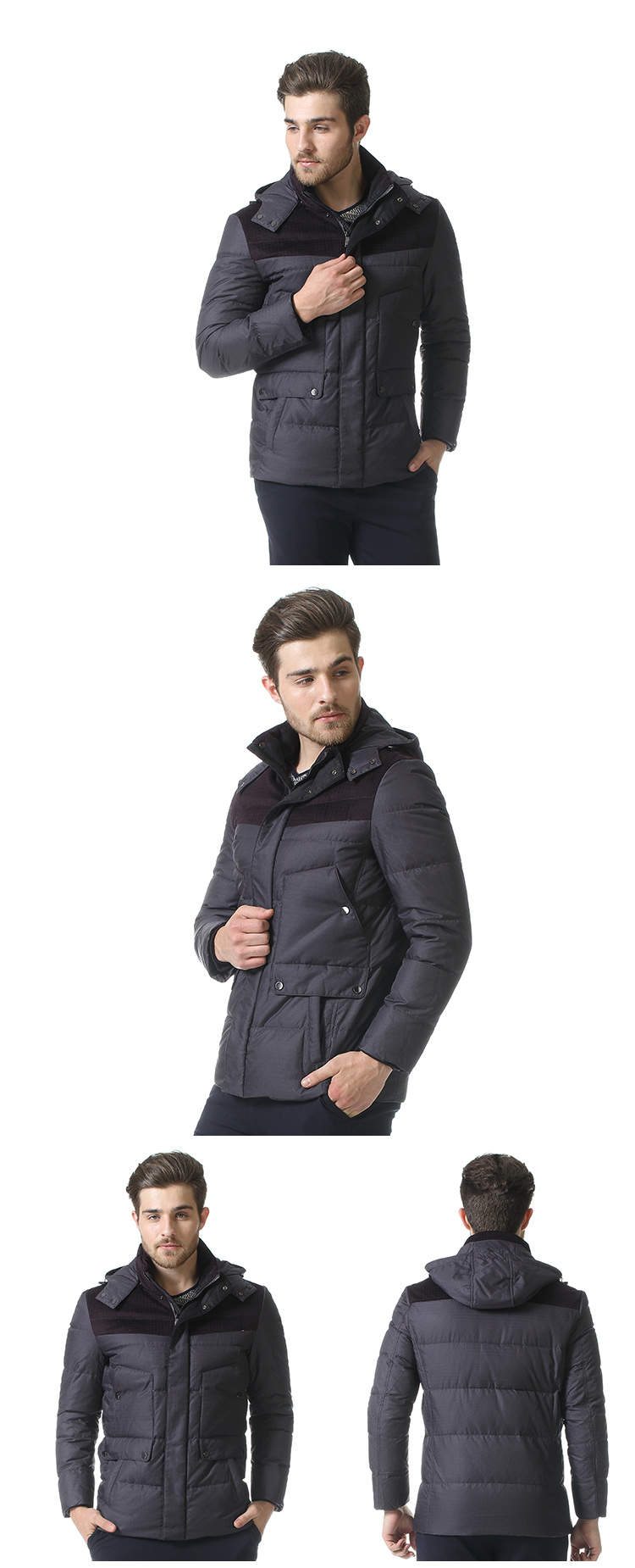 worthy九鹿王连帽纯色羽绒服男加厚n4dm228