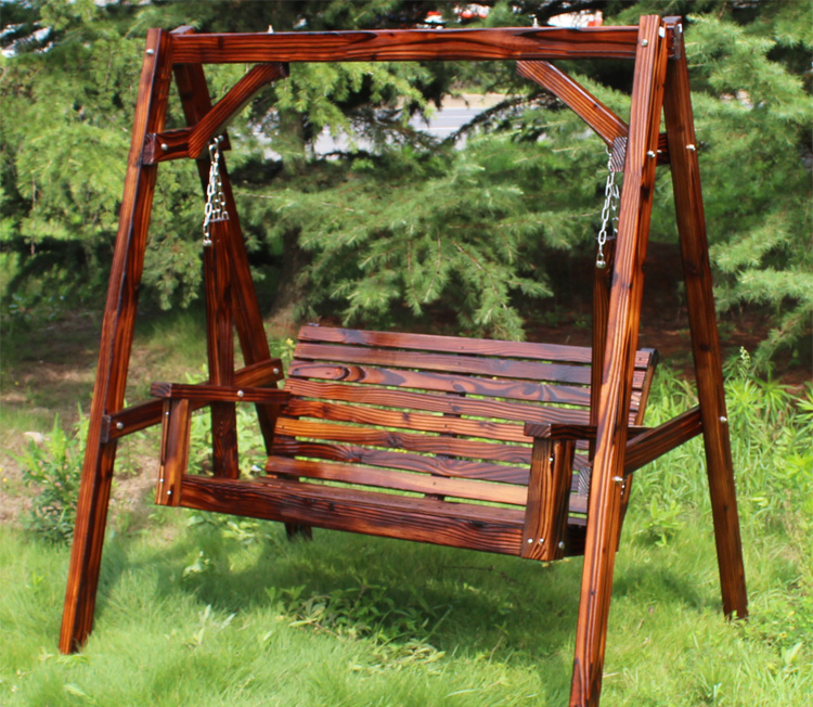 淮木户外秋千防腐木实木秋千阳台木质吊椅双型木制庭院室外摇椅客厅