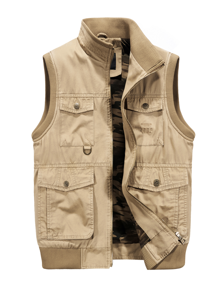 jeep吉普2019春秋新款户外休闲工装马甲中年男装马夹宽松大码多口袋