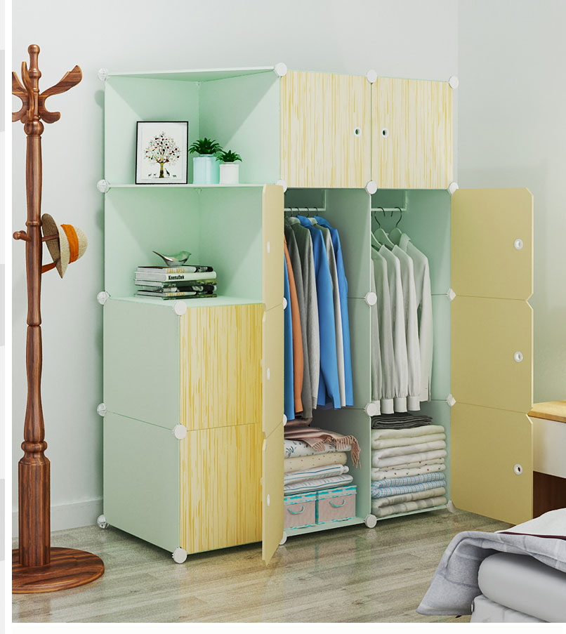 简易衣柜组装塑料衣橱卧室宿舍布简约现代柜子生活日用家用家居百货