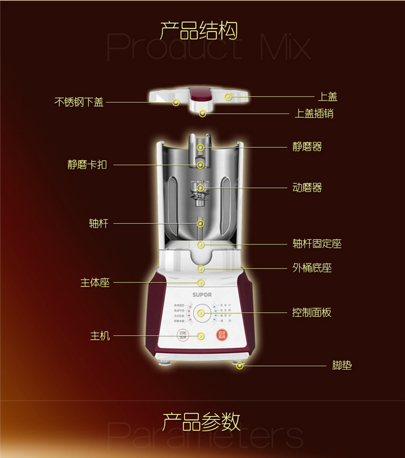 苏泊尔(supor)真磨醇浆机 dj12b-m01 家用多功能豆浆机 免过滤 密闭
