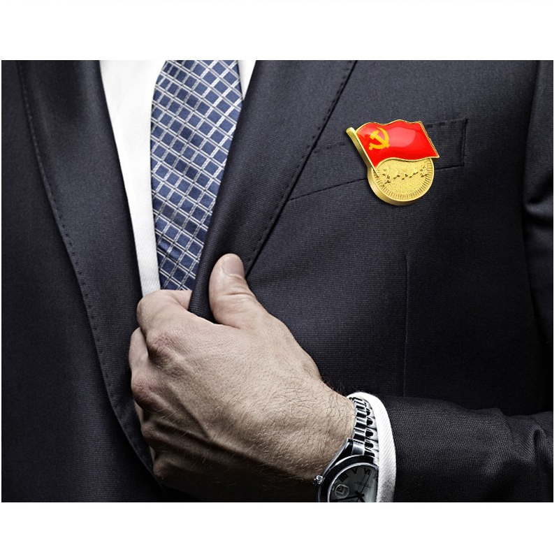 易利丰(elifo)ylfdh镀金标准党徽胸章 磁扣别针式扣蝴蝶扣强力磁铁 新