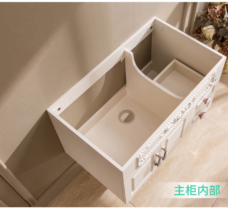 橡木浴室柜组合挂墙式实木柜卫生间洗漱台现代简约洗手盆组合都市诱惑