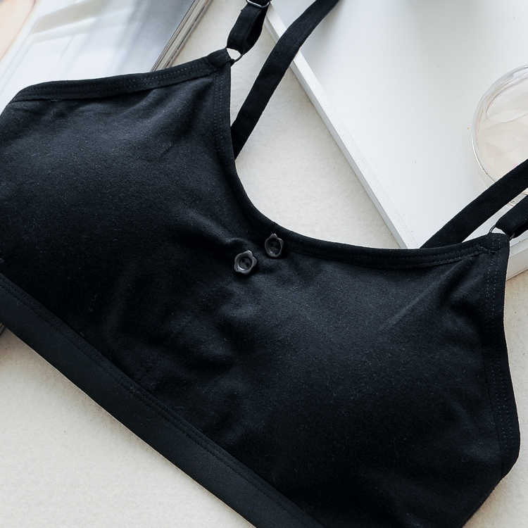 超级新品 818款黑色纯少女文胸发育期中学生背心无钢圈内衣女抹胸裹胸