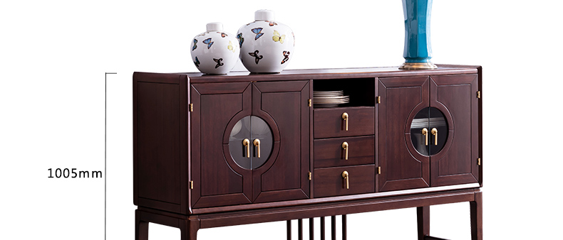 光明家具进口红斑马木实木餐边柜新中式餐厅餐边柜9094401159餐边柜