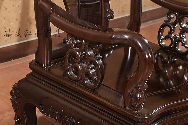 集美红木家具黑檀木红檀木全实木沙发五件套仿古雕花客厅组合沙发