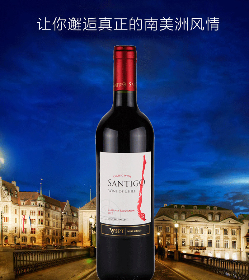 智利原瓶原装进口圣地歌精选干红葡萄酒750ml