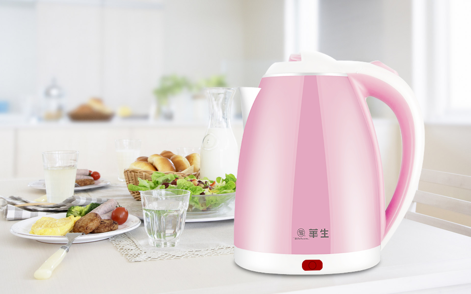 华生 电热水壶烧水壶电水壶热水瓶双层防烫防干烧自动断电保温水壶ws