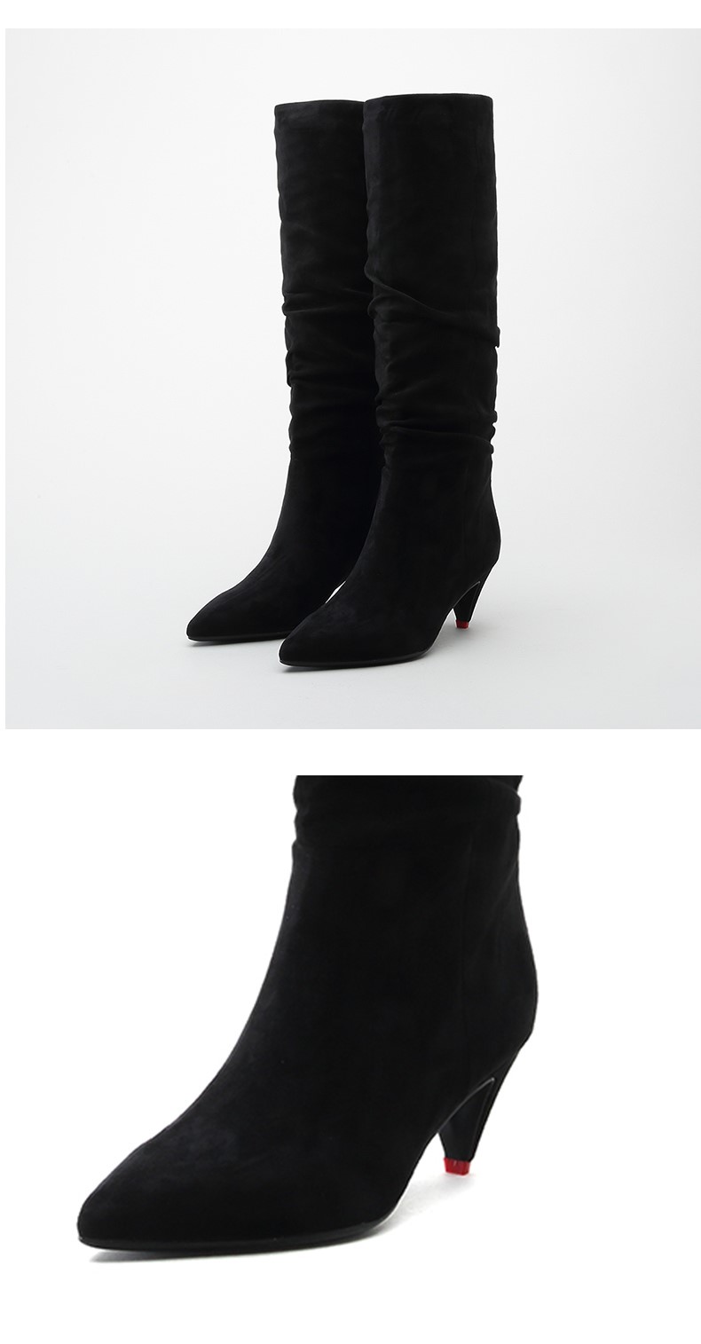 staccato/思加图冬专柜同款绒布过膝锥跟女长靴9t406dc8