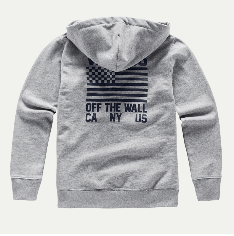 vans范斯春秋季灰色男款开襟连帽卫衣vn0a33ut4ou