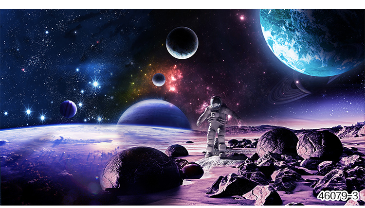 3d星空科幻墙纸太空星球主题酒吧ktv个性包间背景墙壁纸大型壁画壹德