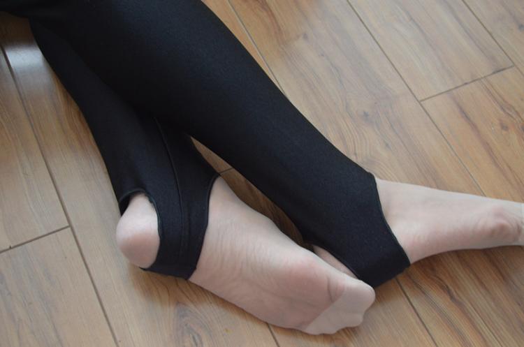 tiny薄款打底裤夏春秋女士黑色光泽裤健美裤老式加大码踩脚裤袜脚蹬裤