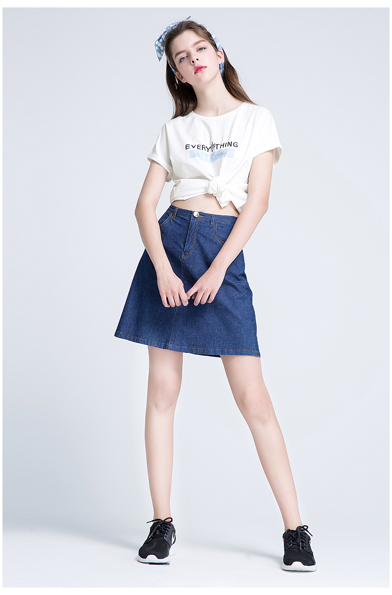 lagogo时尚简约圆领t恤女短袖2017夏装新款直筒字母印花白色上衣