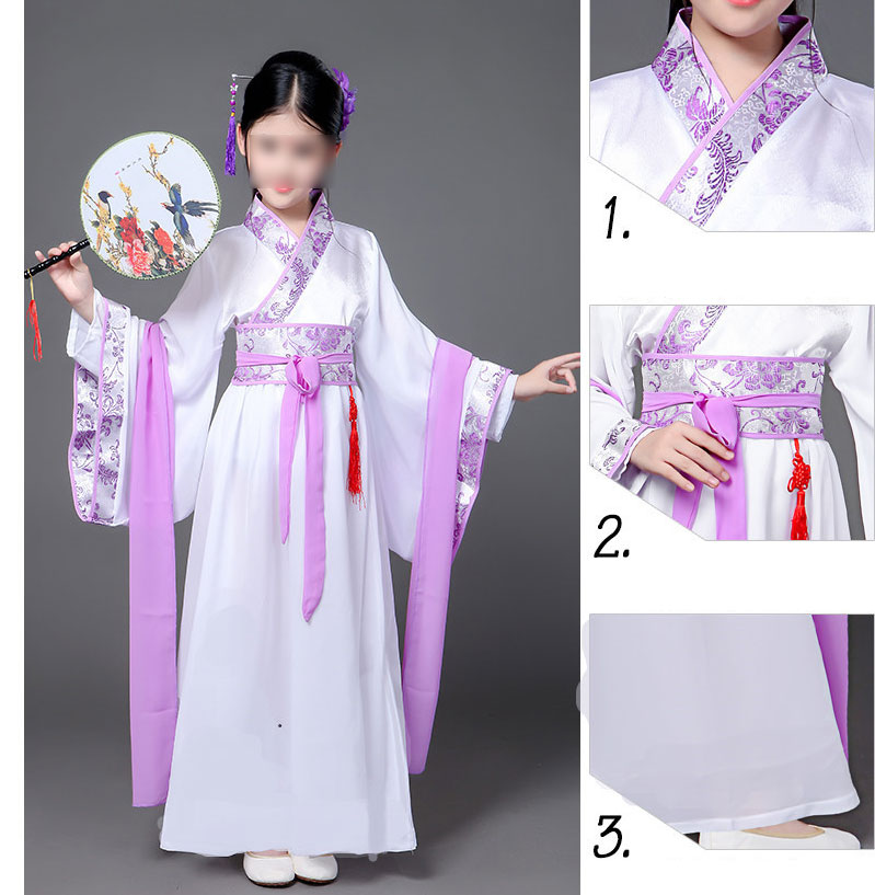 兒童古裝唐裝女童古裝表演服古代古箏漢服服裝通用裙子簡約小清新嬰童