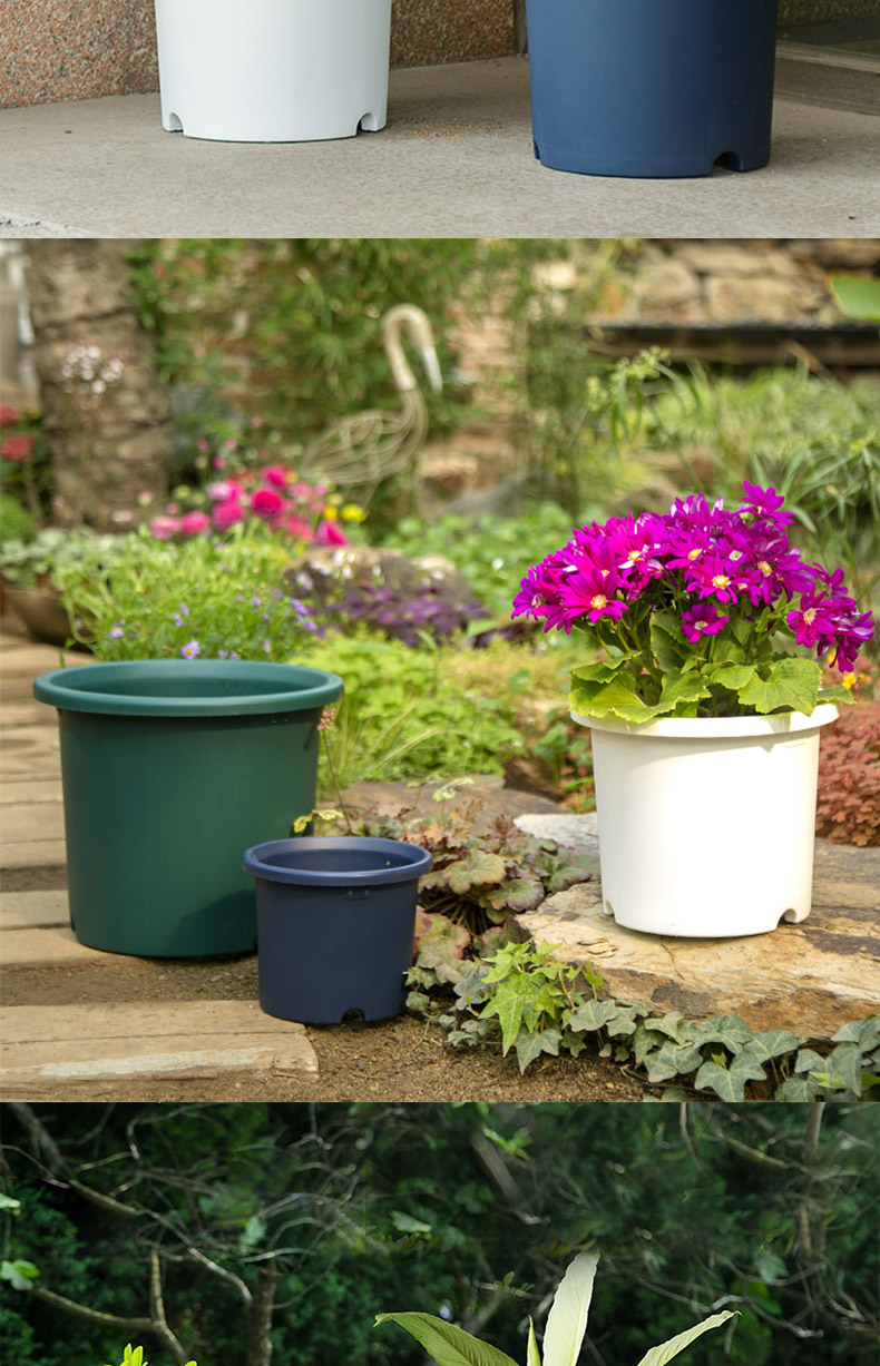 爱丽思加仑花盆塑料多肉植物带托盘树脂家用 7号浅绿色加托