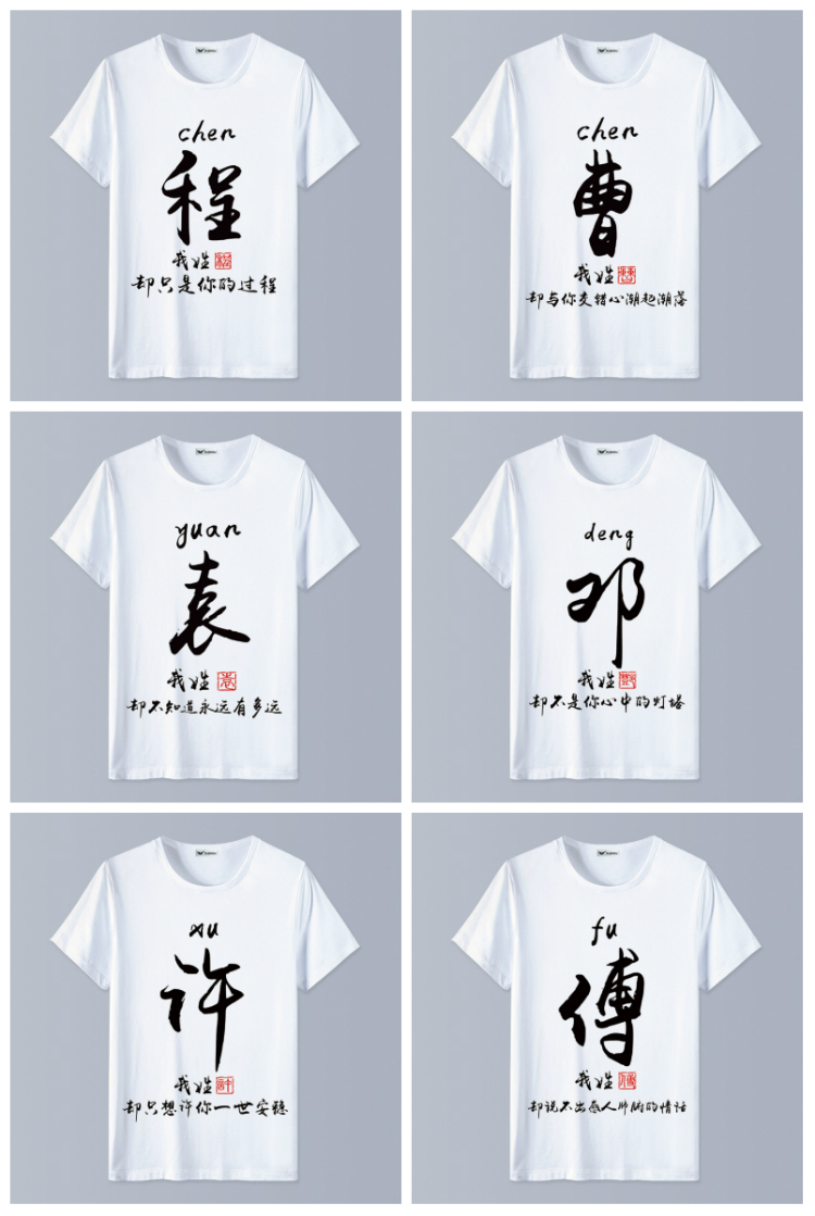 中国风百家姓名字个性创意定制文字汉字姓氏衣服男女情侣短袖t恤