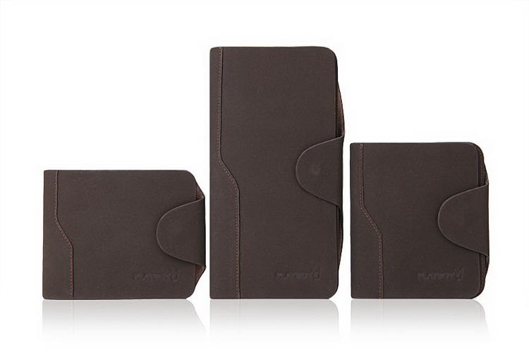 花花公子(playboy)钱包男士真皮短款竖款钱包头层牛皮磨砂生日礼品