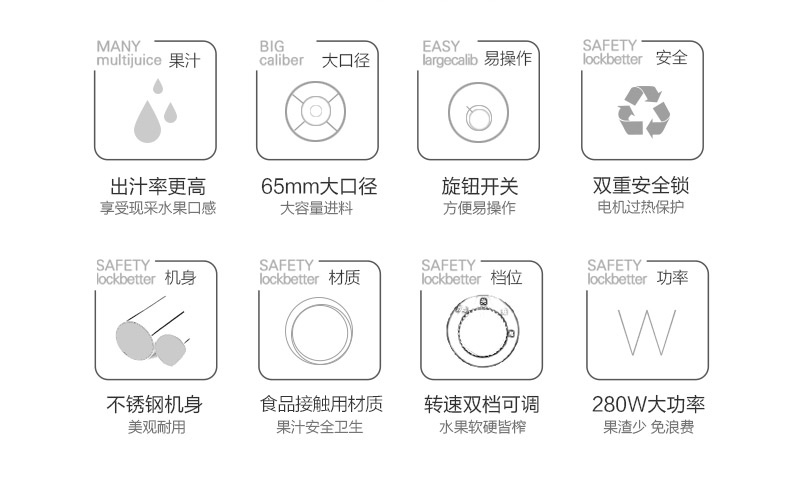 美的(Midea) WJE2802D 不锈钢 榨汁机