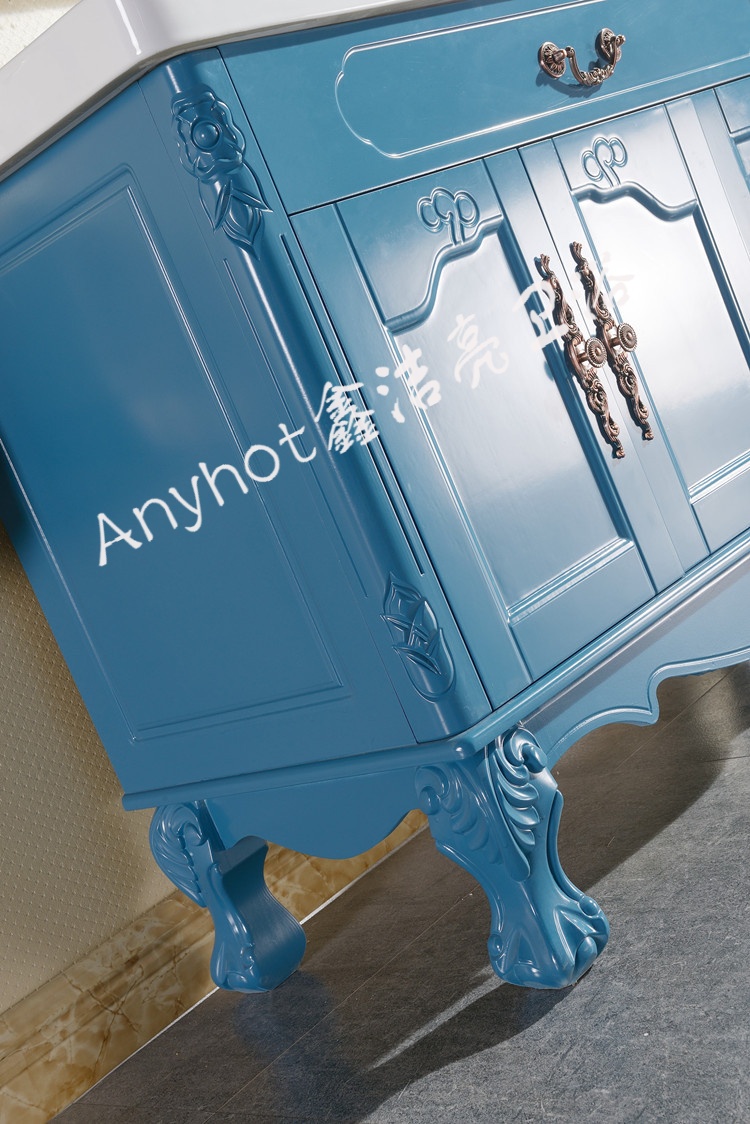 都市诱惑卫浴家具型号 美式风格地中海蓝色落地浴室柜洗手台简欧特色