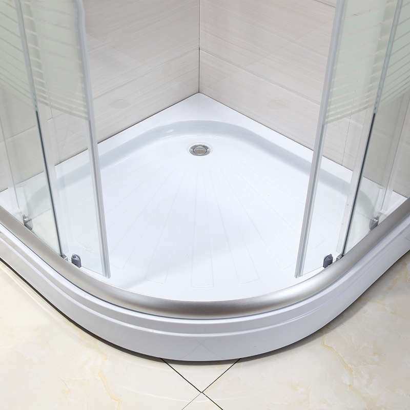 简易淋浴房带底座卫浴整体钢化玻璃隔断屏风移门扇形浴室条纹80*120不