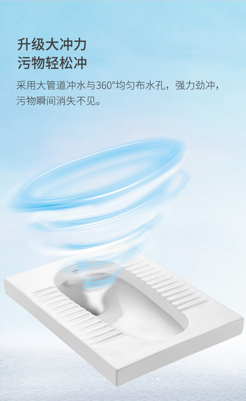 惠达卫浴蹲坑蹲便器水箱套装整套蹲厕厕所方形防臭蹲便器组合hd57