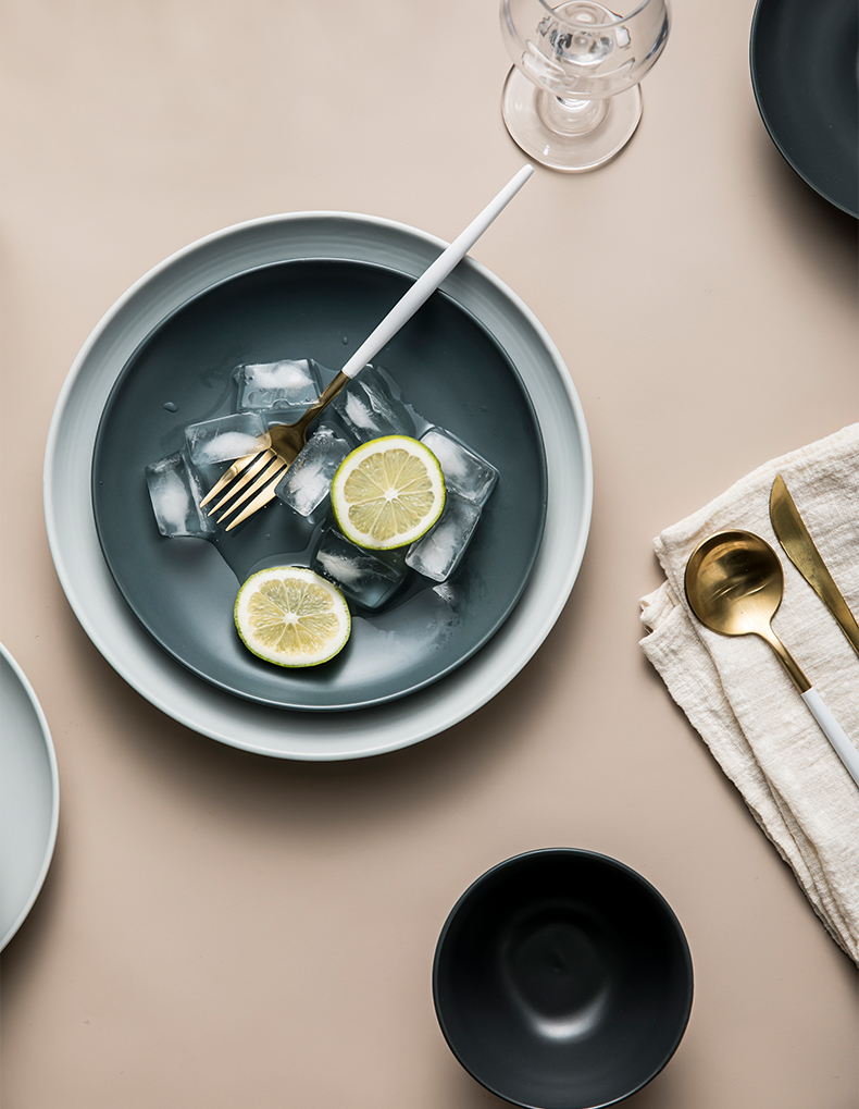 马特维(matewei)家居器皿 盘子菜盘家用陶瓷餐盘北欧牛排盘西餐盘创意