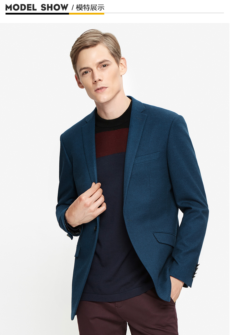 虎豹秋冬季男装加厚保暖外套青年时尚修身型小西装男士抗皱西装