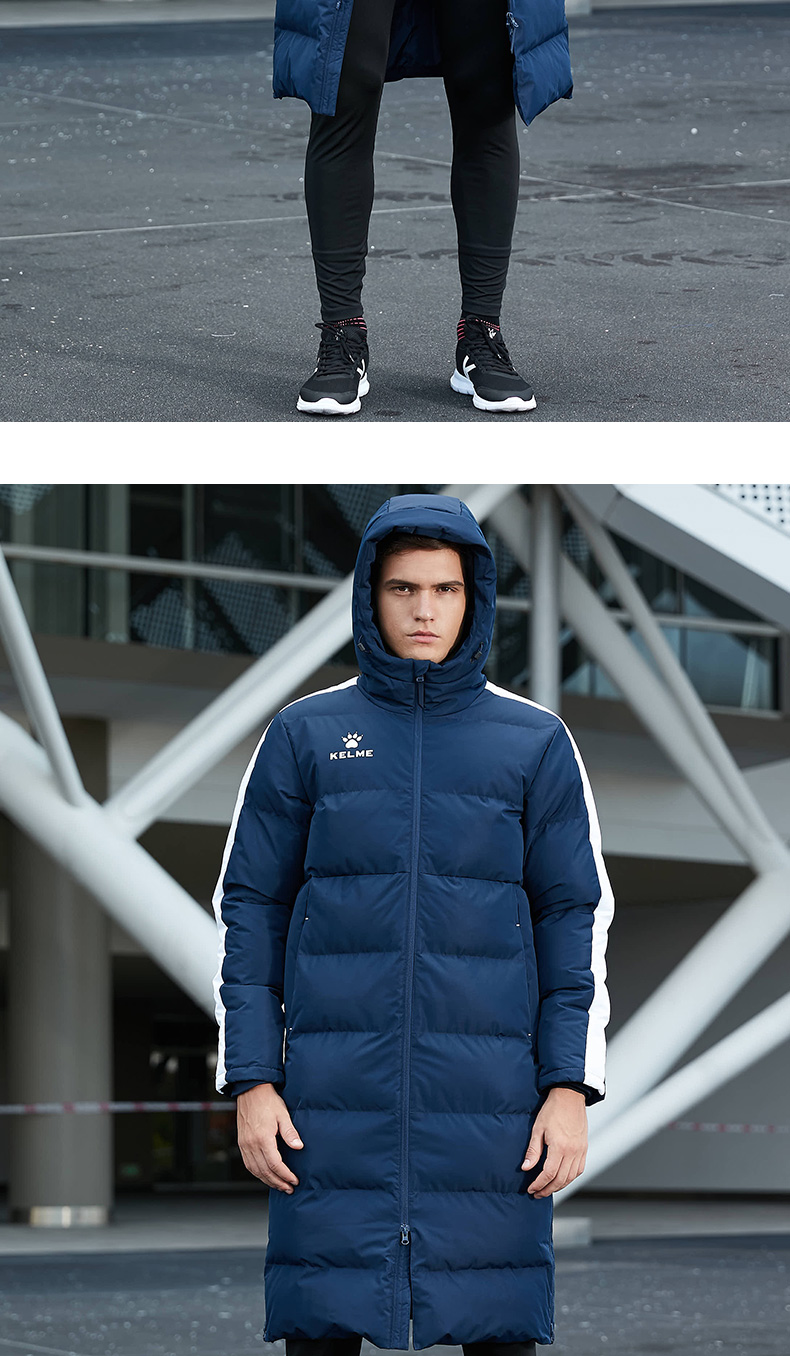 kelme卡尔美运动棉衣男女长款大衣休闲棉袄足球棉服训练外套冬
