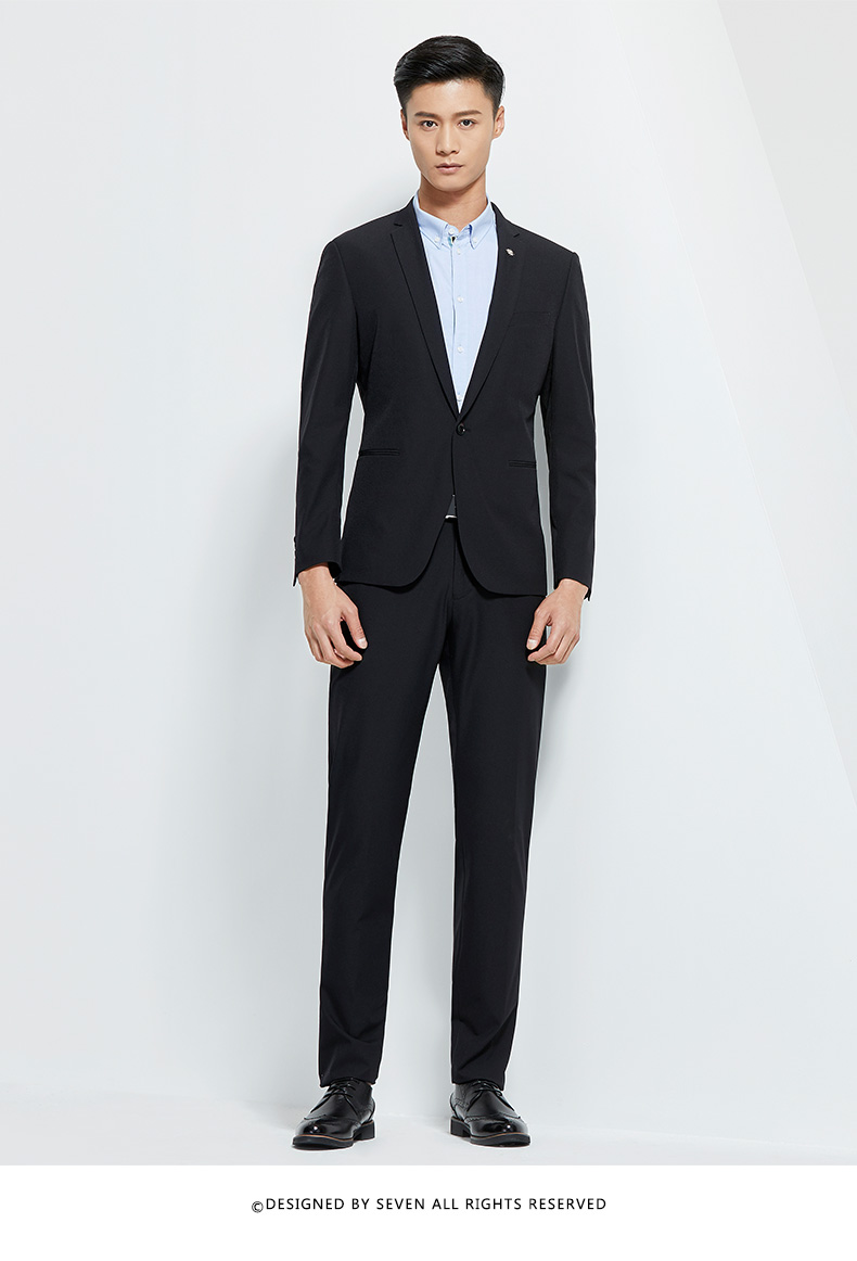 柒牌男装西服套装时尚经典套西商务休闲西装正装2018春季新品