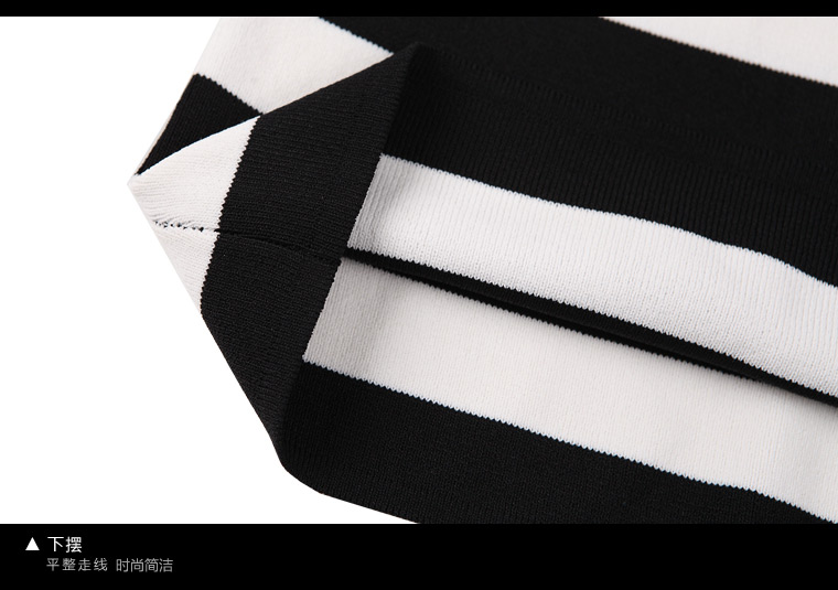 zk黑白条纹拼接t恤女装修身显瘦上衣体恤韩版衣服2018夏装新