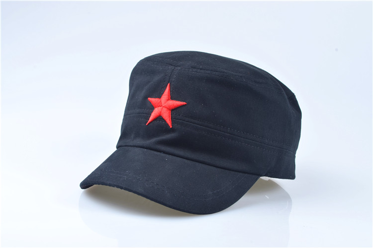 2020款男女士红星平顶帽复古红军帽情侣帽春夏旅游红五角星帽子韩版