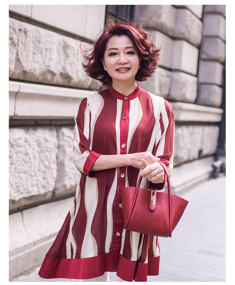 sexemara中老年女装 qma新款乐卡索中老年女夏装衬衫妈妈装大码中袖