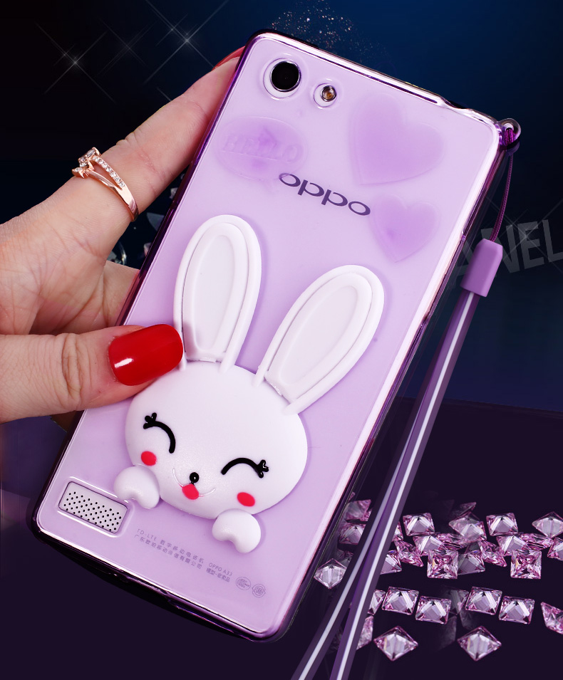 oppoa33手机壳a33t手机套oppo外壳a33w包边式硅胶软卡通带挂绳女f2017