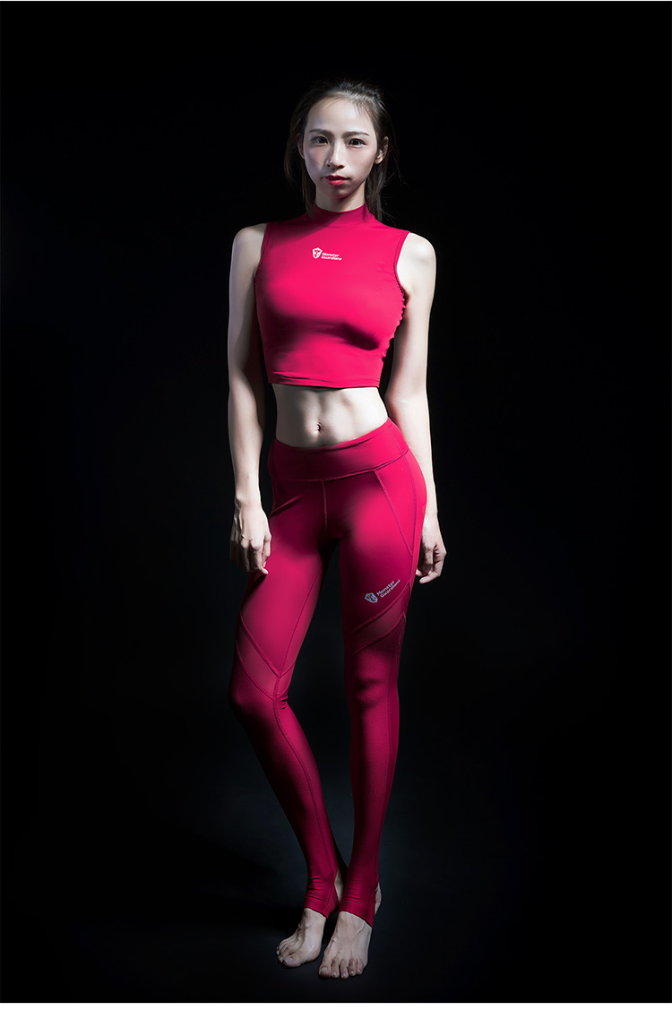 monsterguardians科技系列女子酒红运动时尚紧身衣健身衣