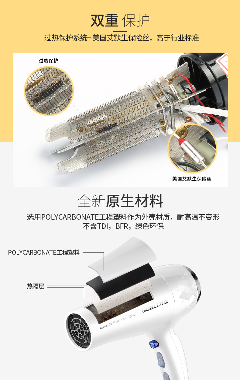 月立(yueli) HD-052W晶钻电吹风 陶瓷白