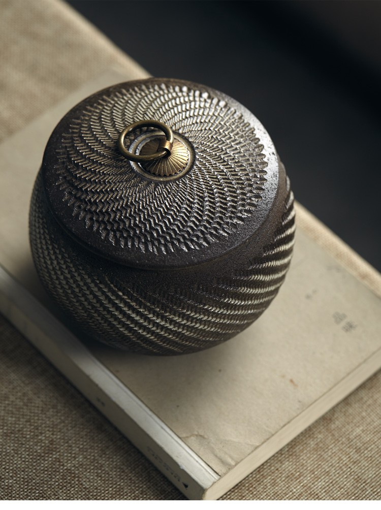 鼎亨手工跳刀陶瓷茶叶罐茶洗普洱散茶罐储物罐杯洗水洗