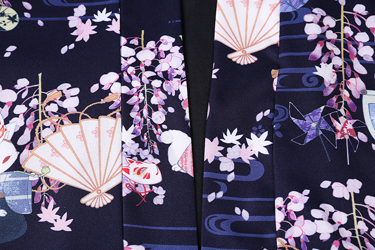 828新款包邮日系和风 新款2017紫藤狐狸浴衣印花 羽织外套现货