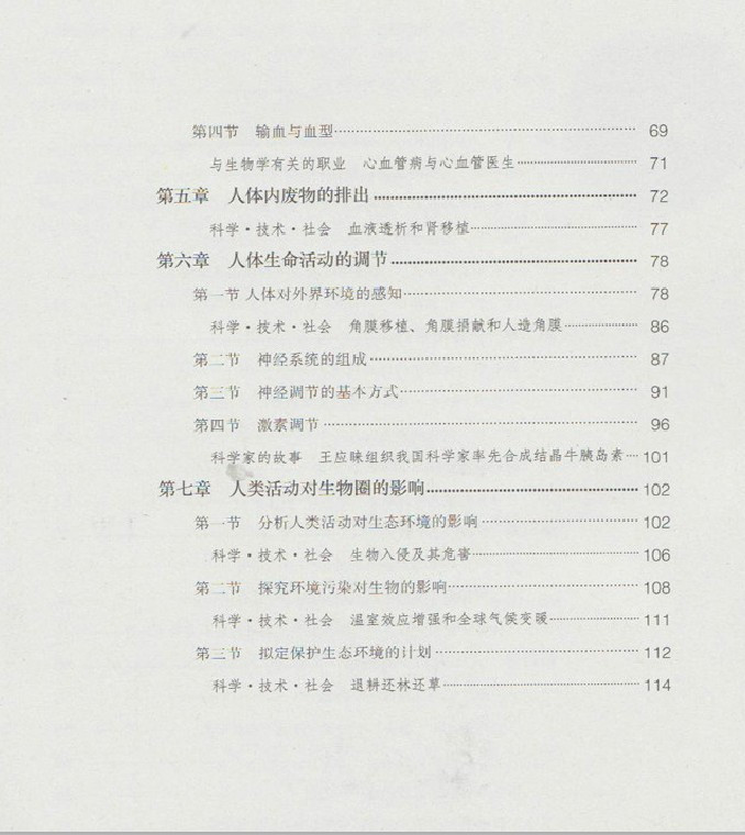 2015春季人教版初中生物课本生物学七年级下册中学初一7下生物学教材