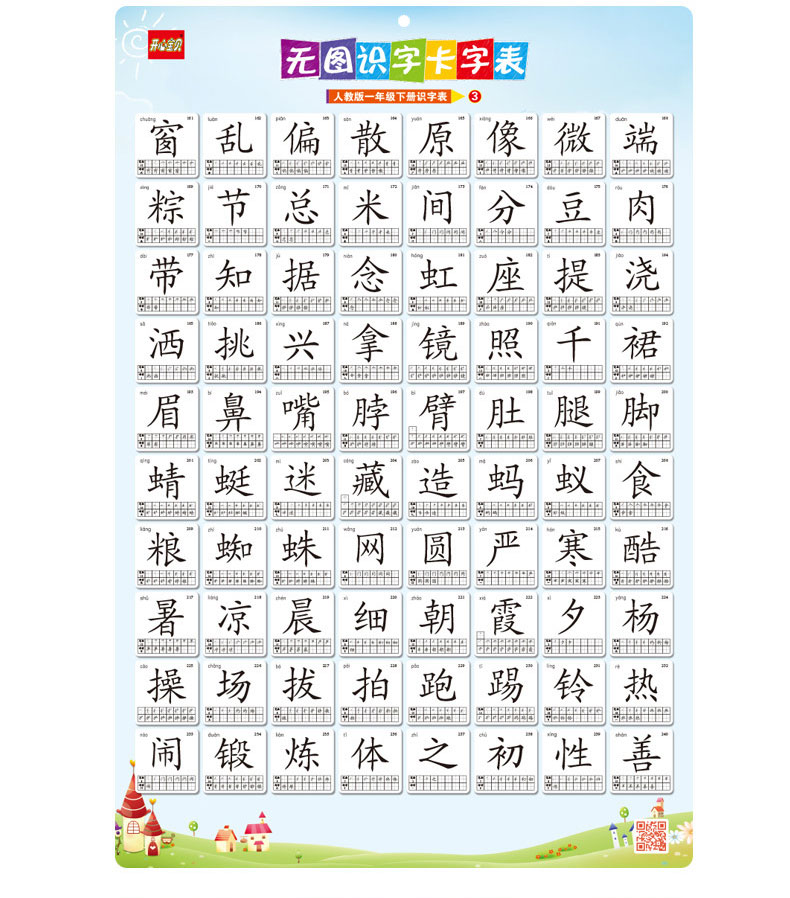 人教版小學一年級課本同步識字掛圖兒童學習生字認字識字表