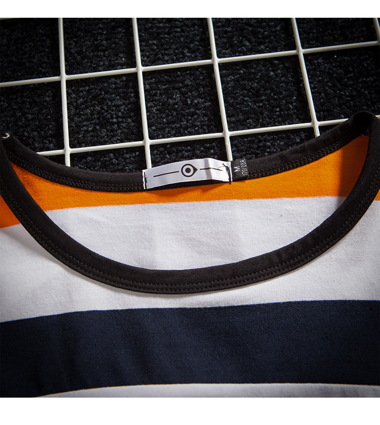 彩色条纹t恤男士加肥加大码半袖上衣夏天学生短袖斑马线衣服【价格