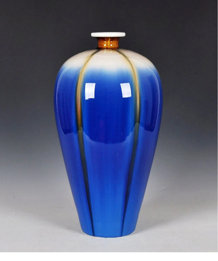 欧斯若(oussirro)装饰摆件 景德镇地中海现代简约创意蓝色陶瓷花瓶摆