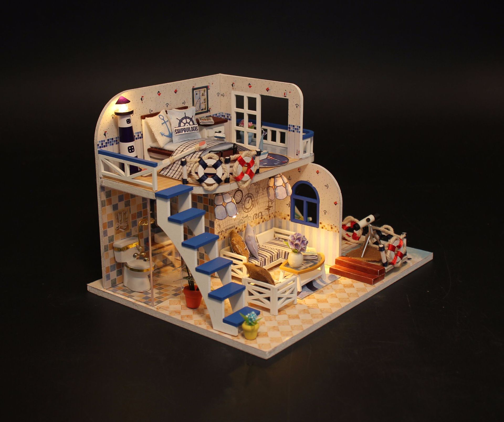 diy小屋粉黛阁楼手工拼装益智模型娃娃屋创意礼品