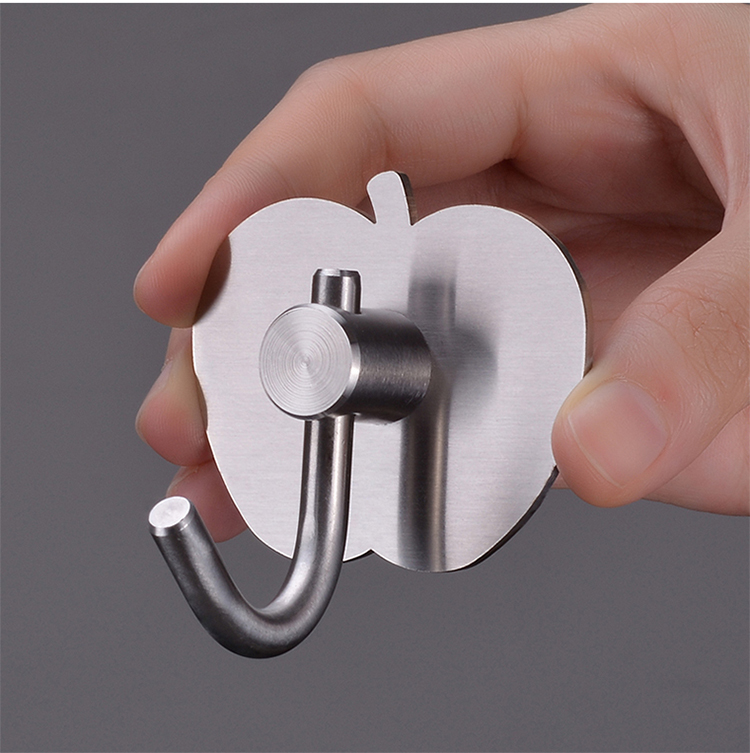 厨房挂钩免打孔不锈钢粘胶创意家用墙上钩子浴室墙壁承重粘钩-方钩 (4