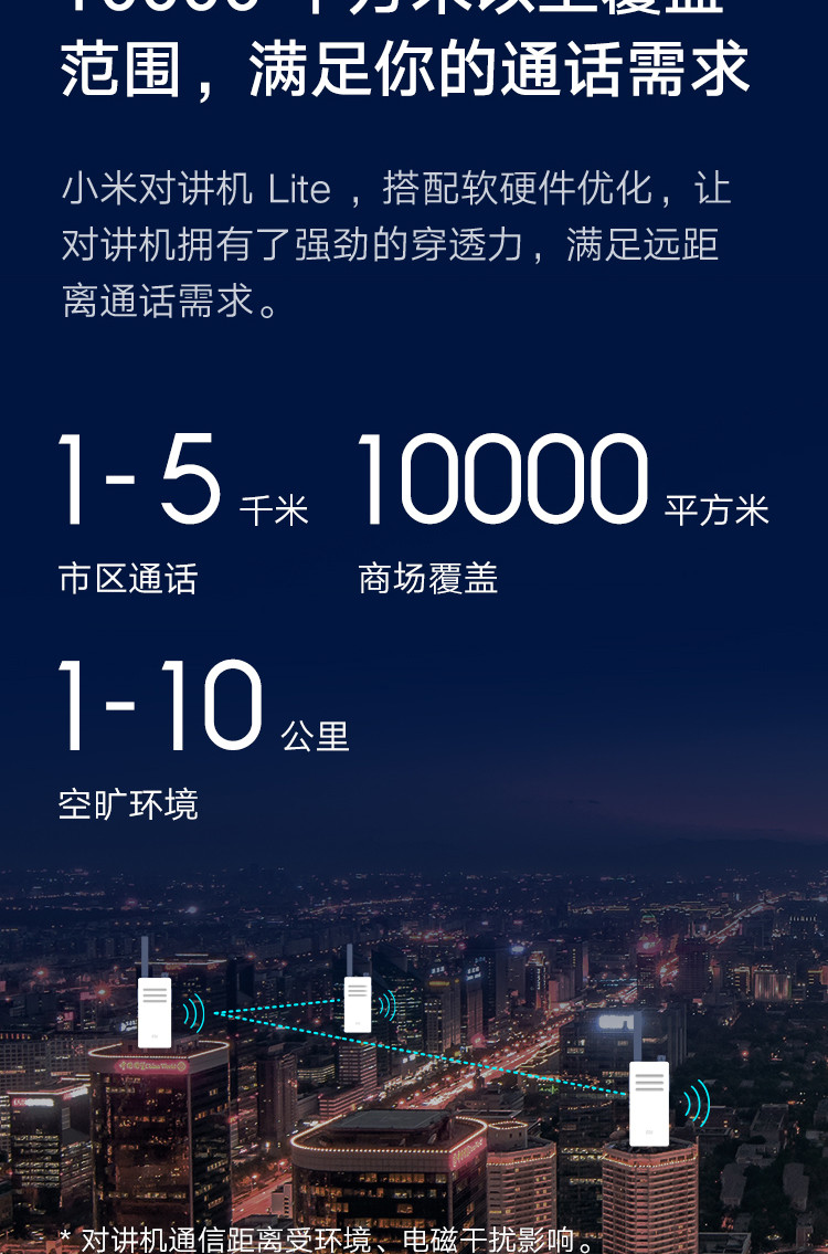 小米对讲机lite 黑色 超轻 超薄 app写频 超长待机 户外酒店自驾游