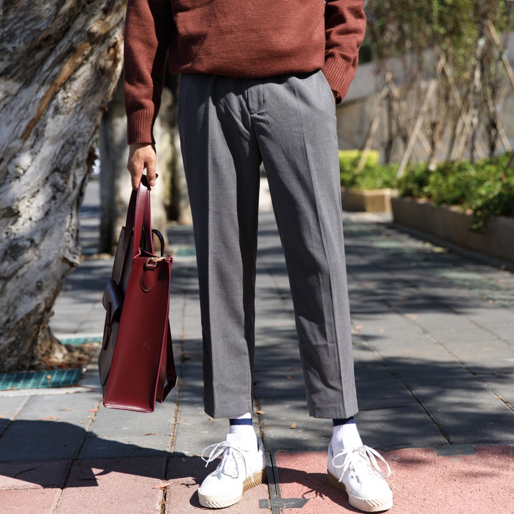 新款式大赖自制春季新款阔腿裤男九分潮韩国宽松直筒日系复古西裤定制